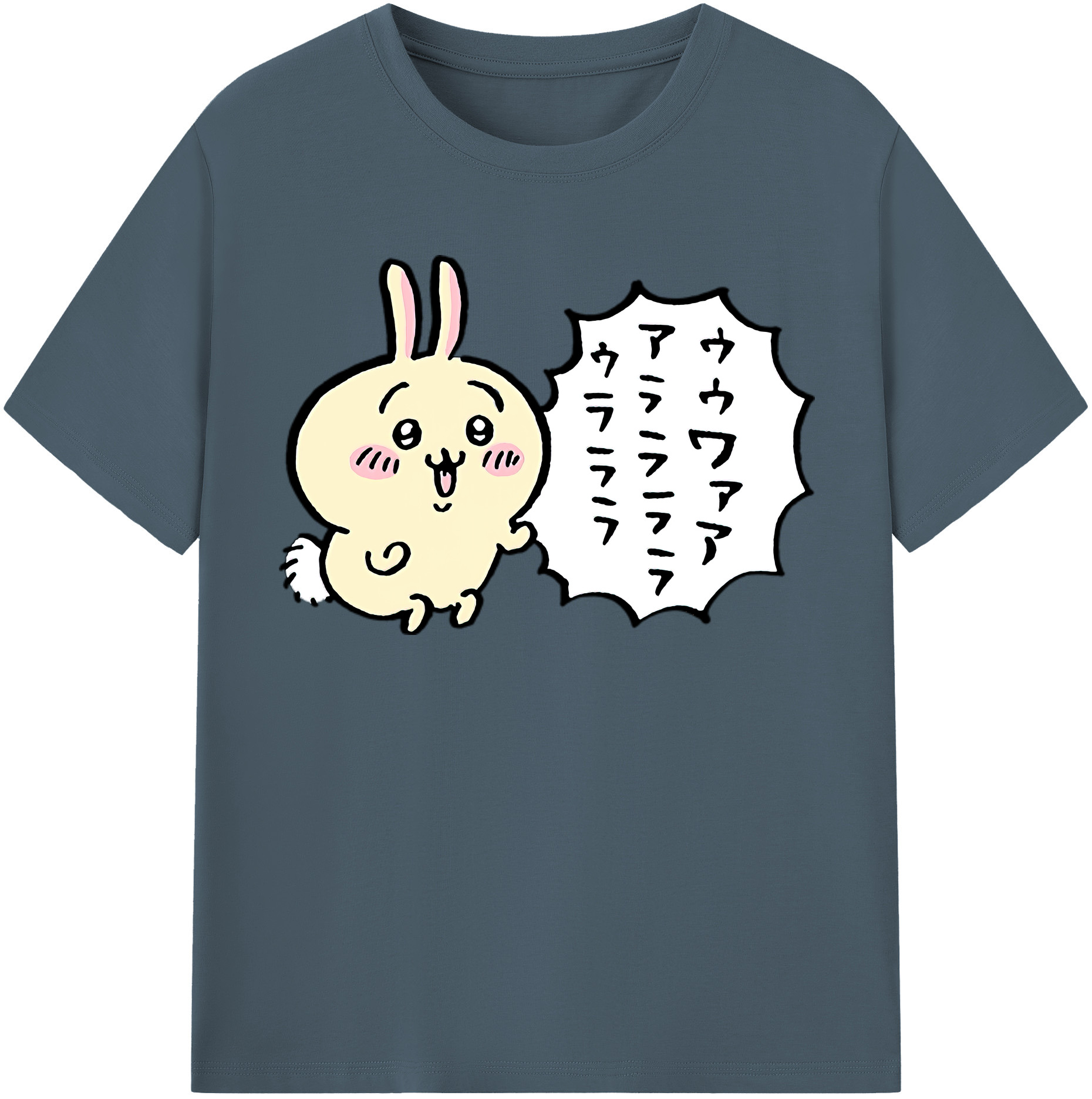 （画像用） ちいかわ うさぎ Chii-kawa usagi 綿100％半袖Tシャツ（フロントプリント）